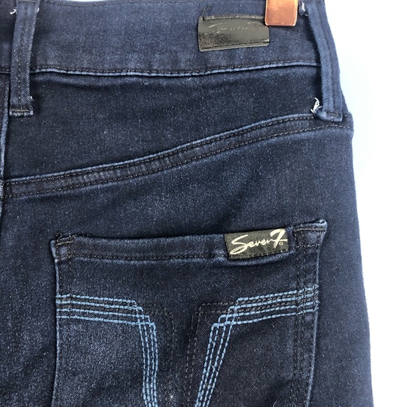 Seven7 Dark Denim Skinny Ankle Cropped Jeans - Picture 4 of 6